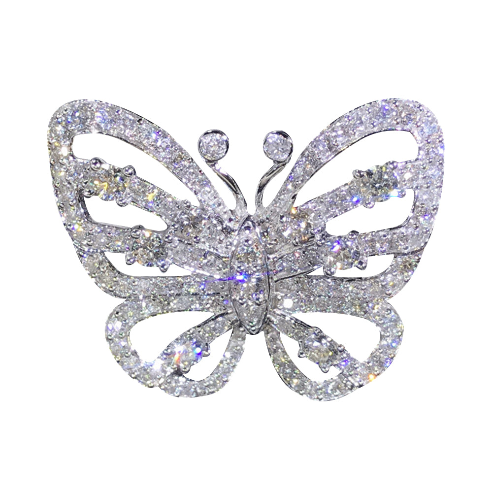 Full Rhinestone Hollow Butterfly Women Finger Ring Wedding Party Jewelry Gift