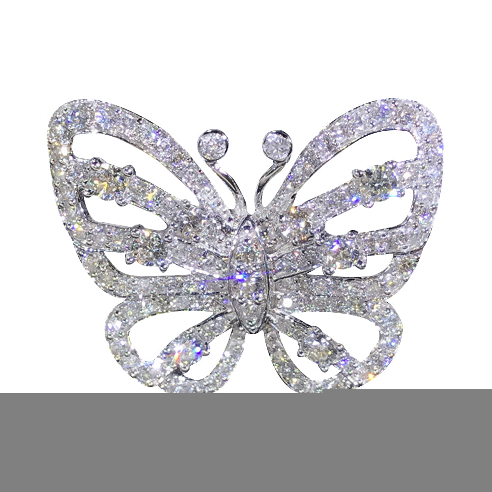 Full Rhinestone Hollow Butterfly Women Finger Ring Wedding Party Jewelry Gift