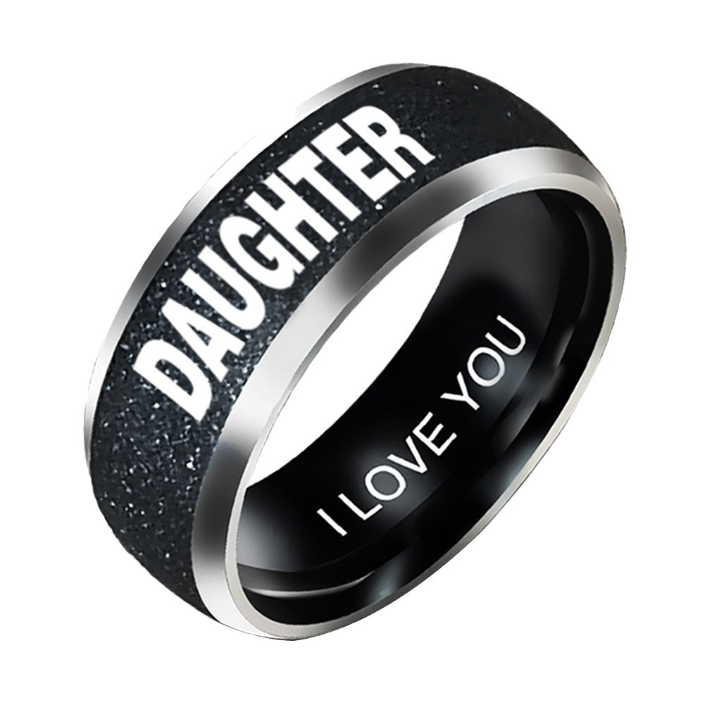 Fashion Mom Dad Daughter Son Letters Band Stainless Steel Family Member Ring