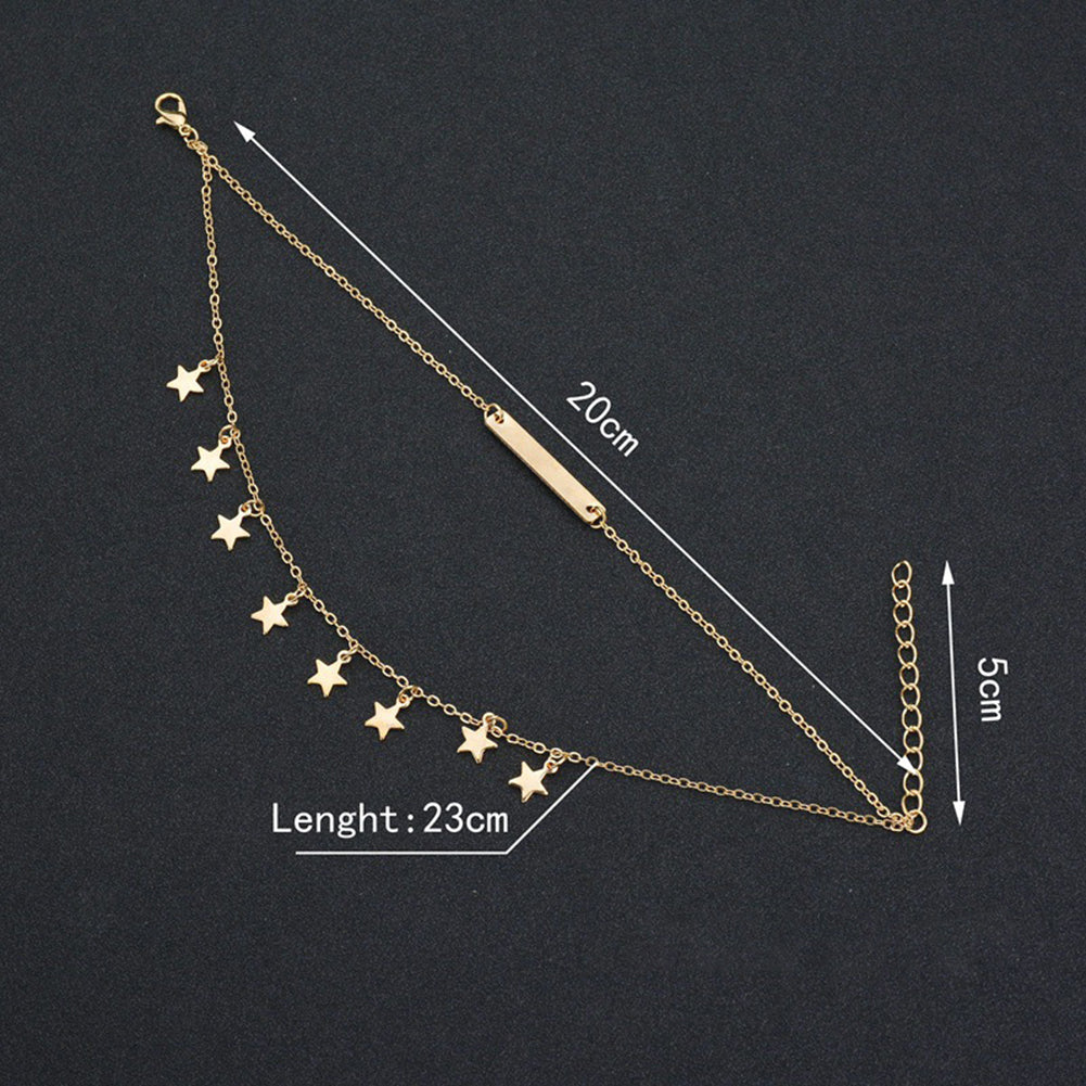 Women Dual-layer Star Pendant Anklet Ankle Bracelet Sandals Barefoot Jewelry