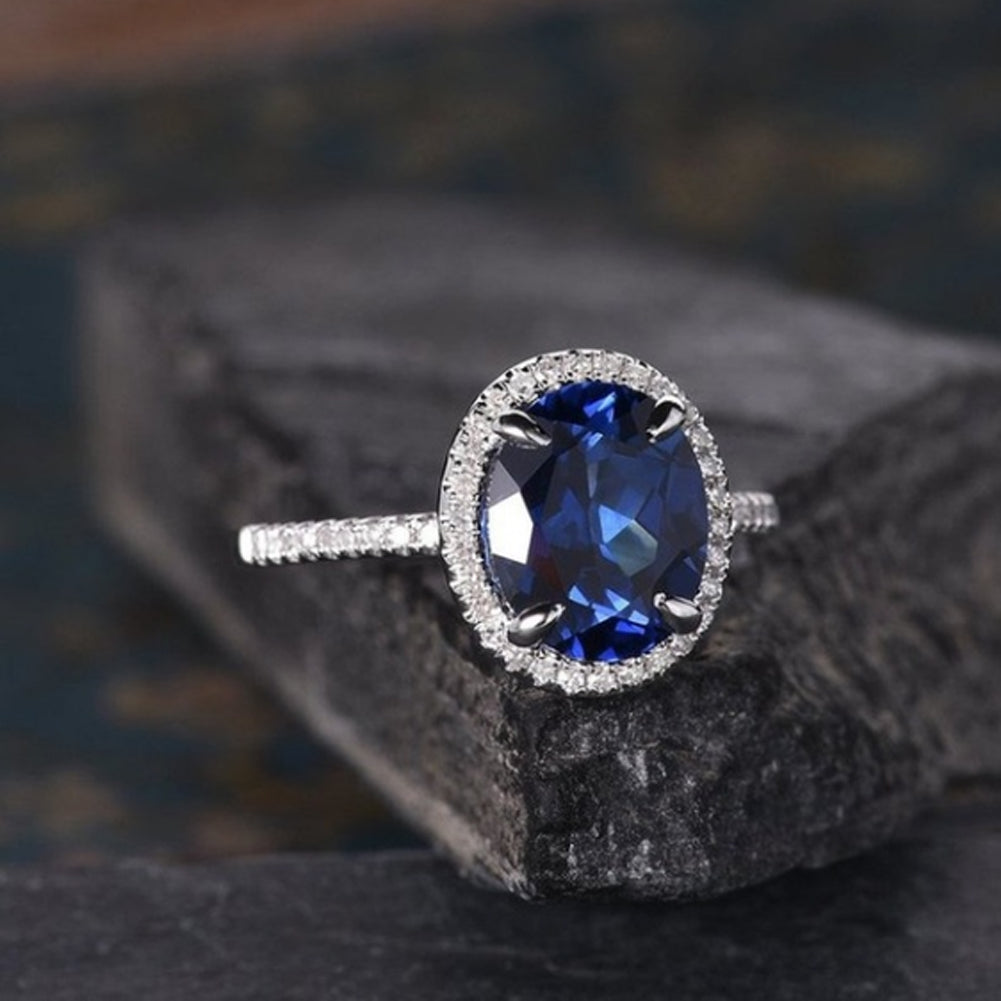 Fashion Lady Oval Cubic Zirconia CZ Finger Ring Bride Wedding Engagement Jewelry