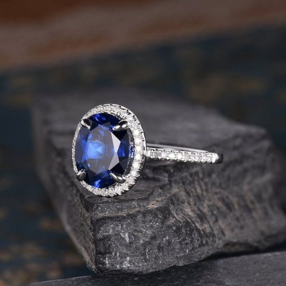 Fashion Lady Oval Cubic Zirconia CZ Finger Ring Bride Wedding Engagement Jewelry