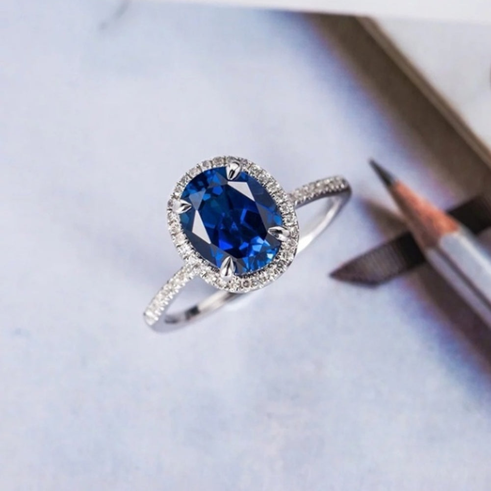 Fashion Lady Oval Cubic Zirconia CZ Finger Ring Bride Wedding Engagement Jewelry