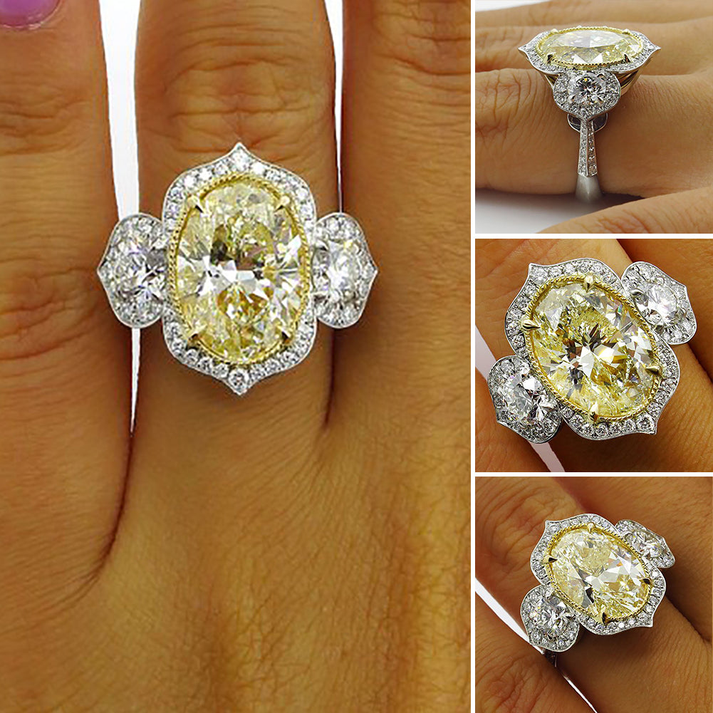 Shiny Rhinestones Women Oval Finger Ring Wedding Engagement Promise Jewelry Gift