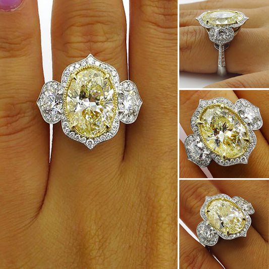 Shiny Rhinestones Women Oval Finger Ring Wedding Engagement Promise Jewelry Gift