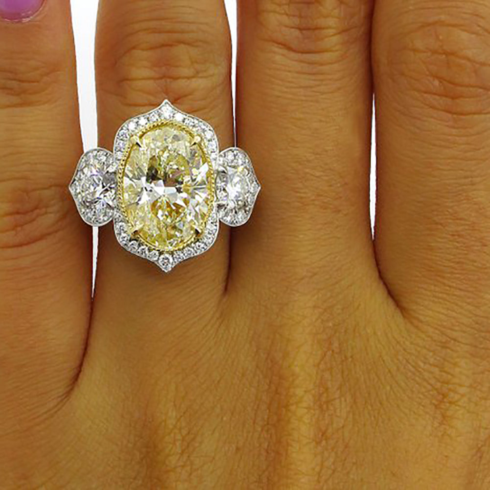 Shiny Rhinestones Women Oval Finger Ring Wedding Engagement Promise Jewelry Gift