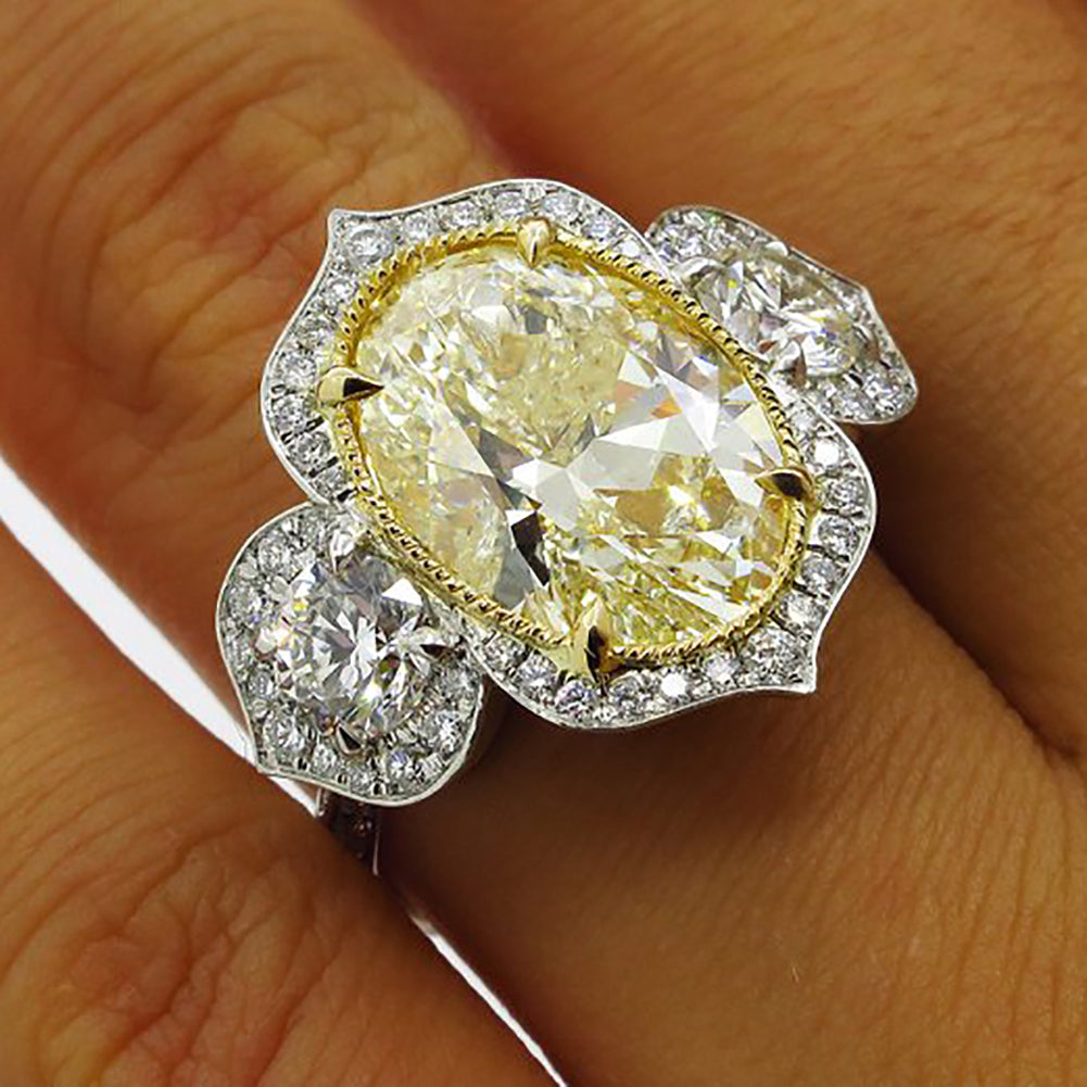 Shiny Rhinestones Women Oval Finger Ring Wedding Engagement Promise Jewelry Gift