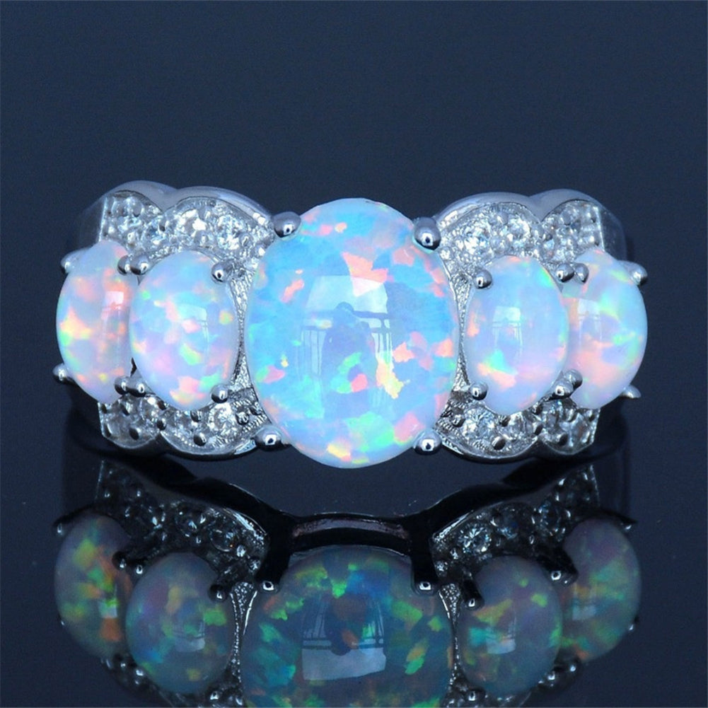 Fashion Women Oval Faux Opal Ring Engagement Wedding Band Party Jewelry Gift