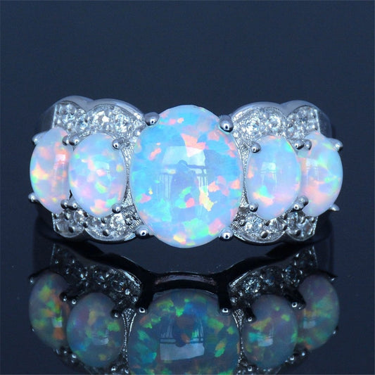 Fashion Women Oval Faux Opal Ring Engagement Wedding Band Party Jewelry Gift