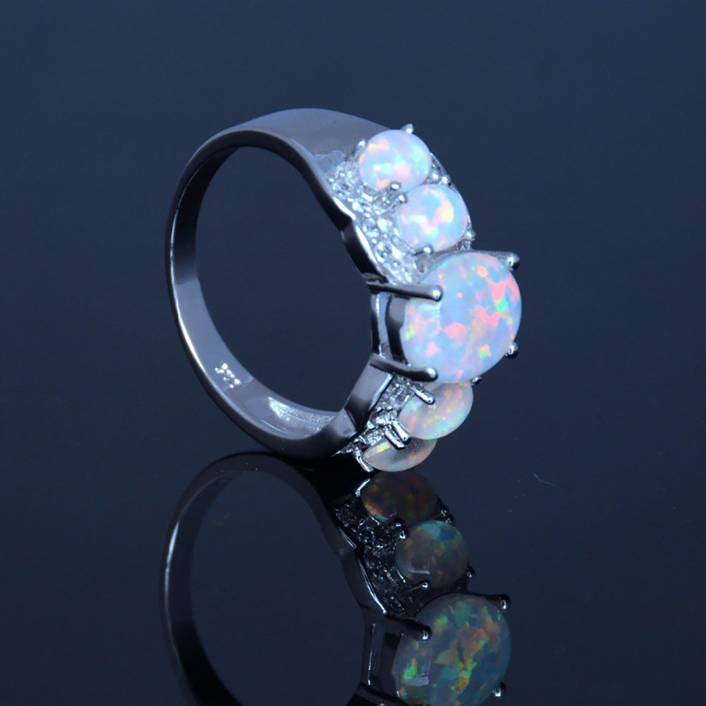 Fashion Women Oval Faux Opal Ring Engagement Wedding Band Party Jewelry Gift