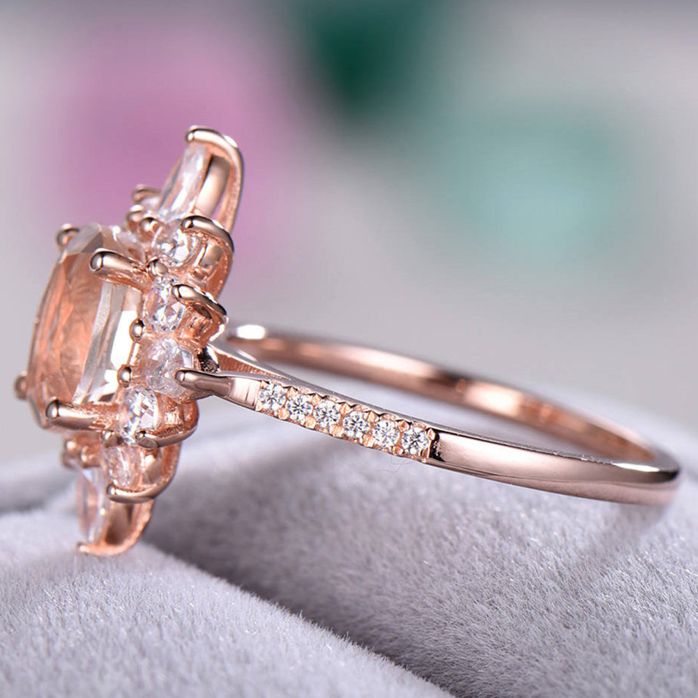 Fashion Women Shiny Floral Rhinestone Engagement Proposal Finger Ring Jewelry