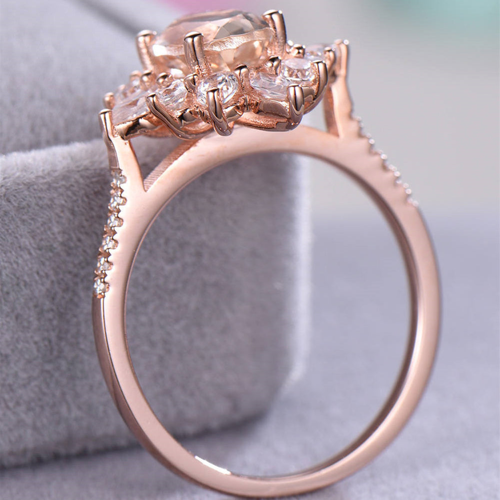 Fashion Women Shiny Floral Rhinestone Engagement Proposal Finger Ring Jewelry