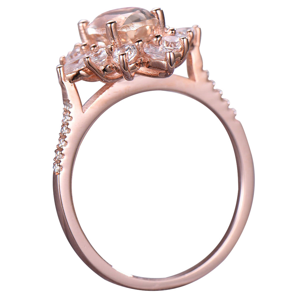 Fashion Women Shiny Floral Rhinestone Engagement Proposal Finger Ring Jewelry