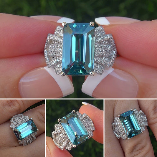 Elegant Women Faux Gemstone Ring Bride Wedding Engagement Party Jewelry Gift