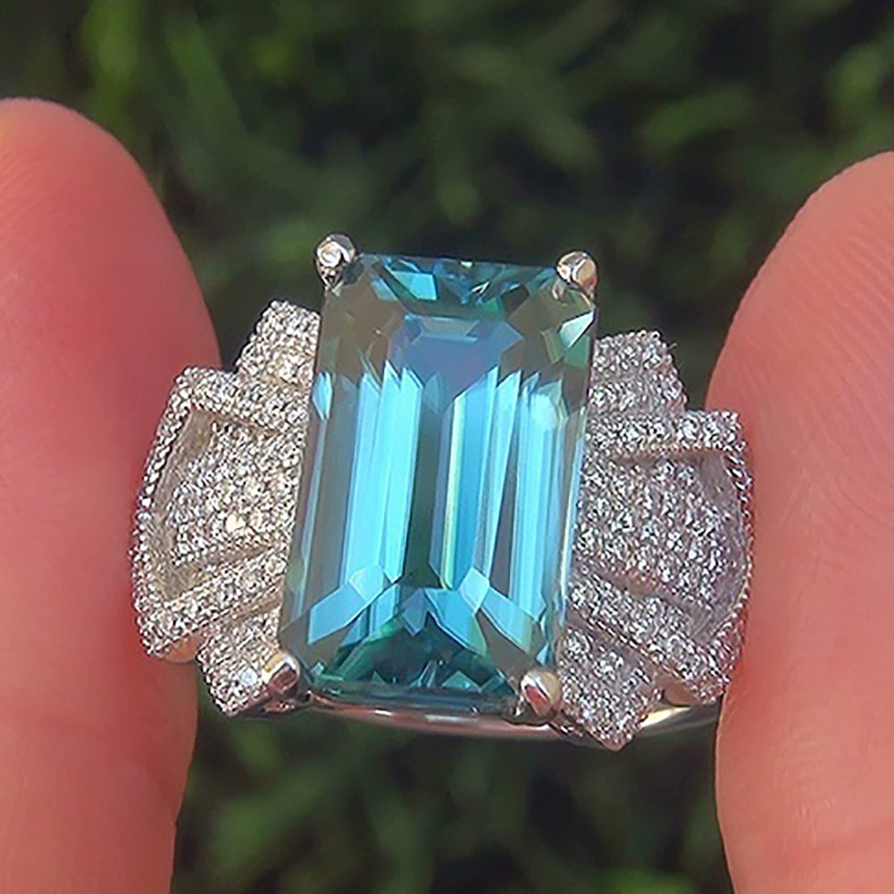 Elegant Women Faux Gemstone Ring Bride Wedding Engagement Party Jewelry Gift