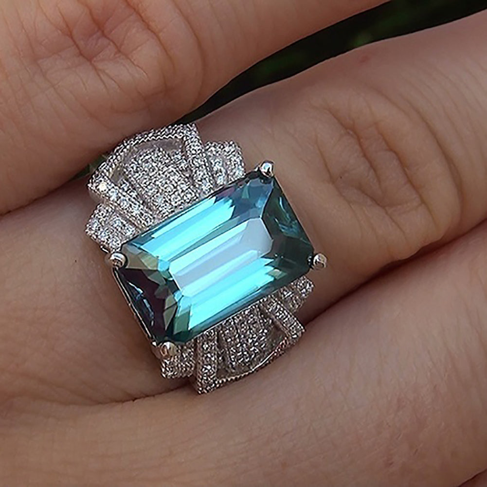 Elegant Women Faux Gemstone Ring Bride Wedding Engagement Party Jewelry Gift