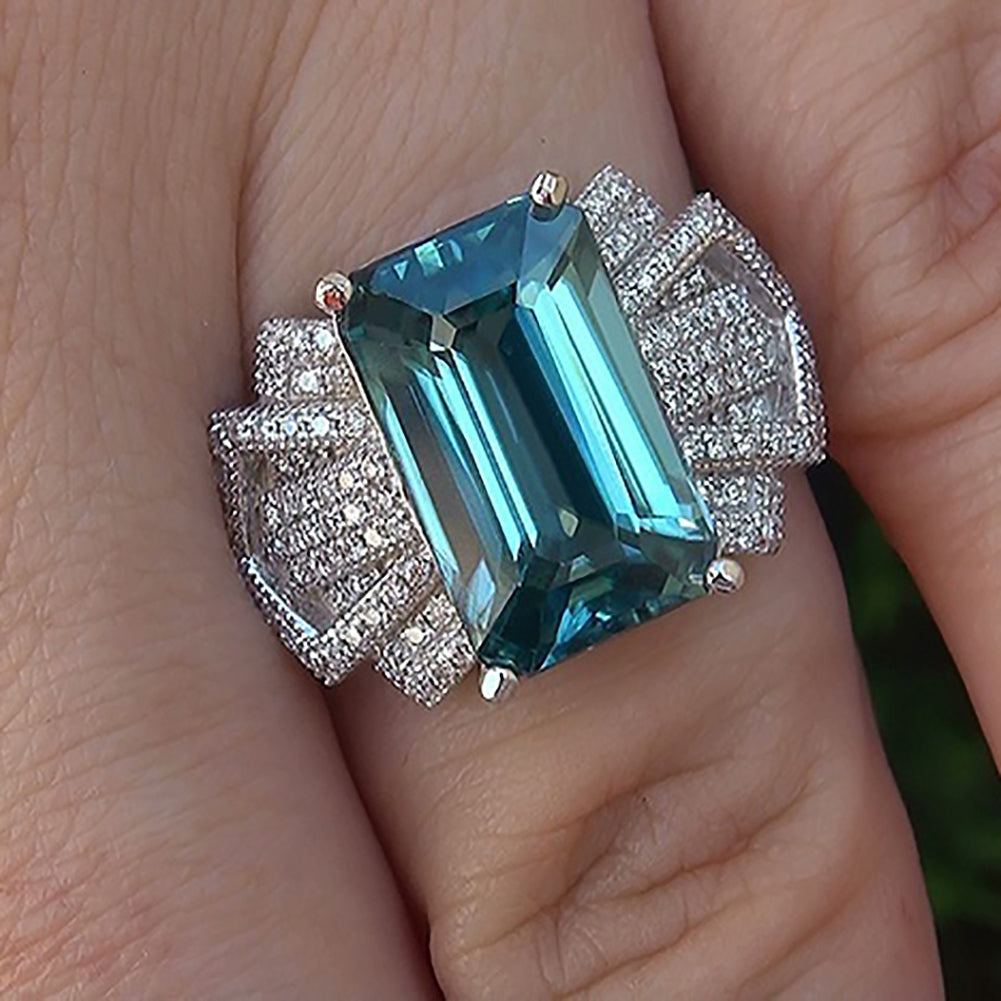 Elegant Women Faux Gemstone Ring Bride Wedding Engagement Party Jewelry Gift