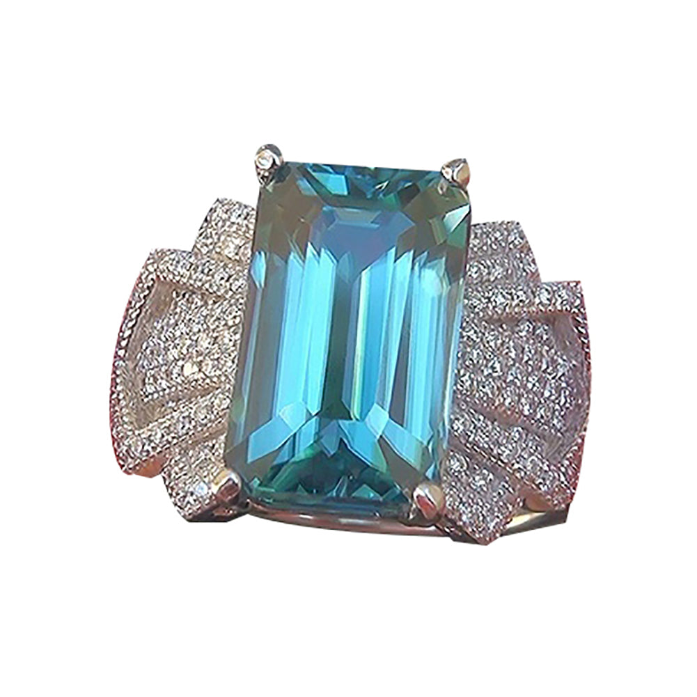 Elegant Women Faux Gemstone Ring Bride Wedding Engagement Party Jewelry Gift