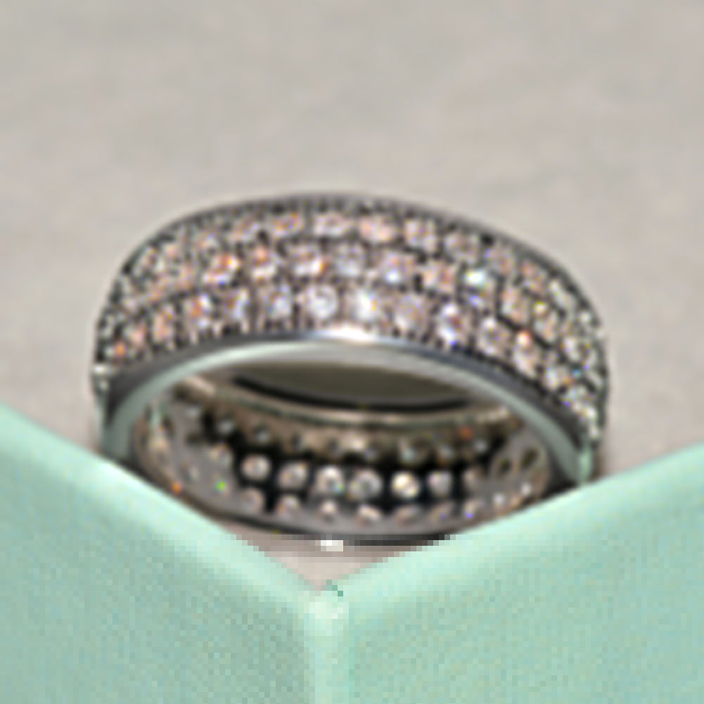 Men Women Luxury Three Row Cubic Zirconia Finger Ring Wedding Engagement Jewelry
