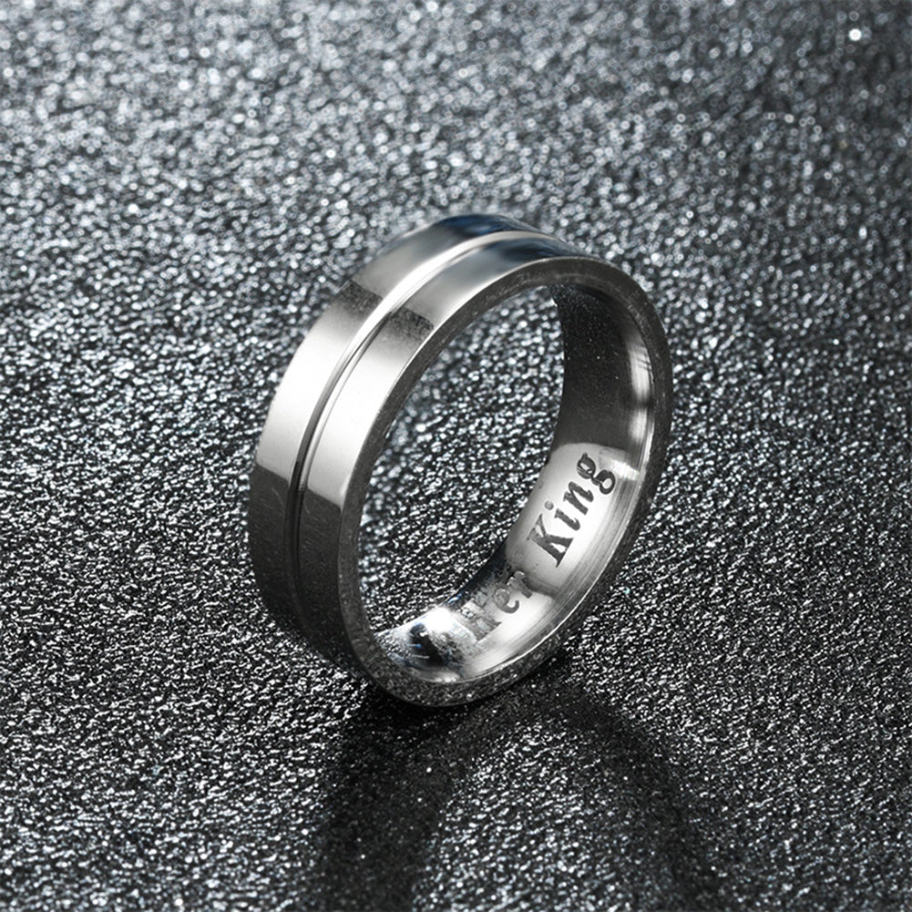 I Love You Unisex Simple Rhinestone Inlaid Titanium Steel Couple Ring Jewelry