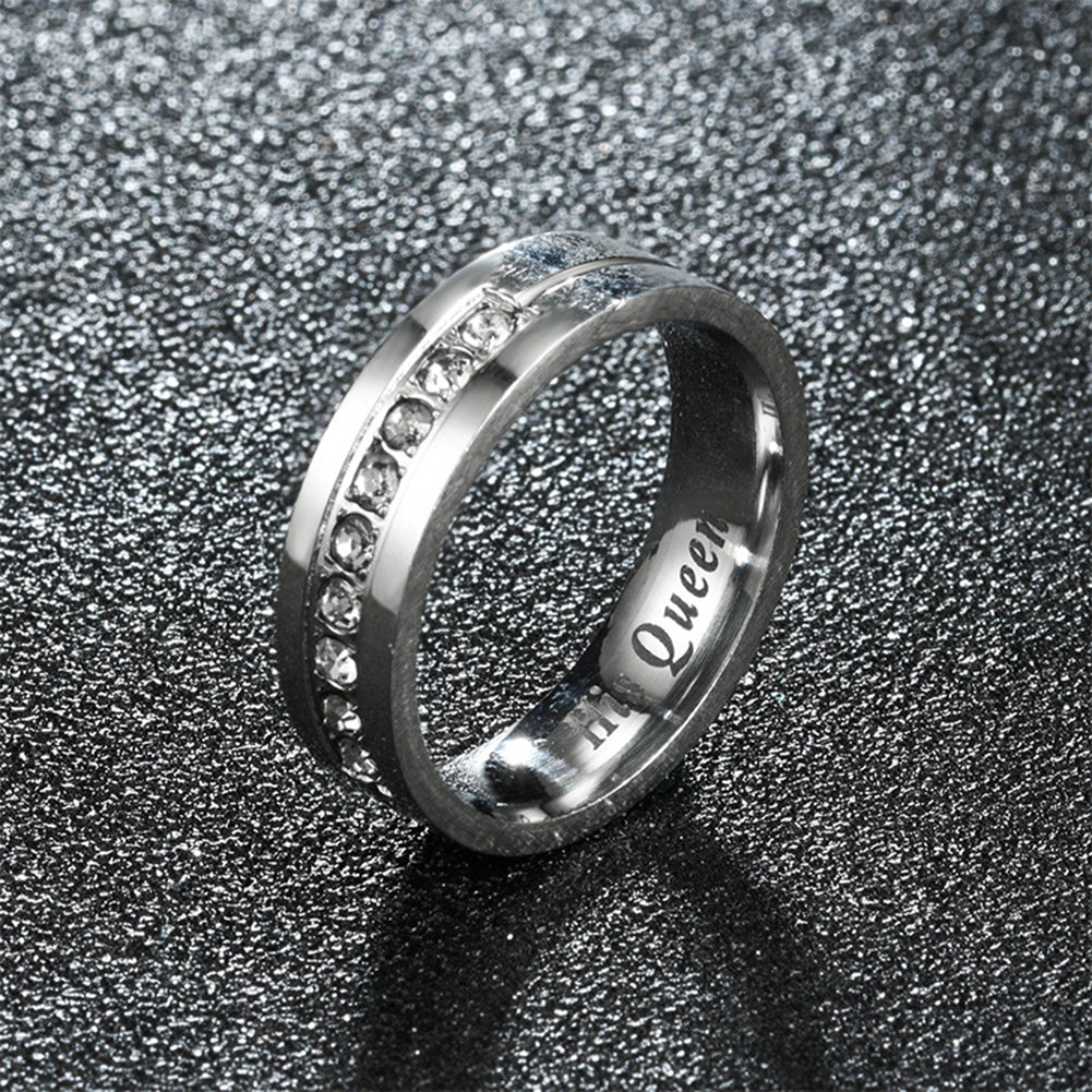I Love You Unisex Simple Rhinestone Inlaid Titanium Steel Couple Ring Jewelry