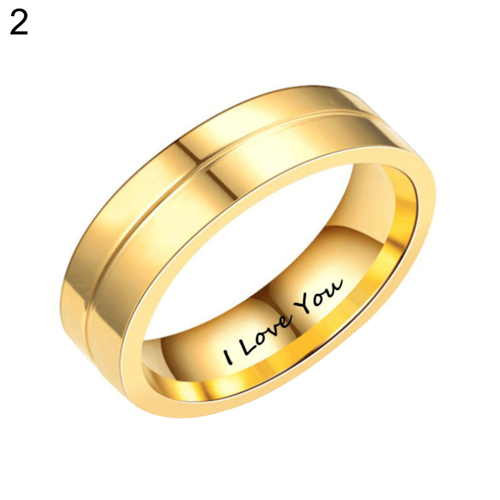 I Love You Unisex Simple Rhinestone Inlaid Titanium Steel Couple Ring Jewelry