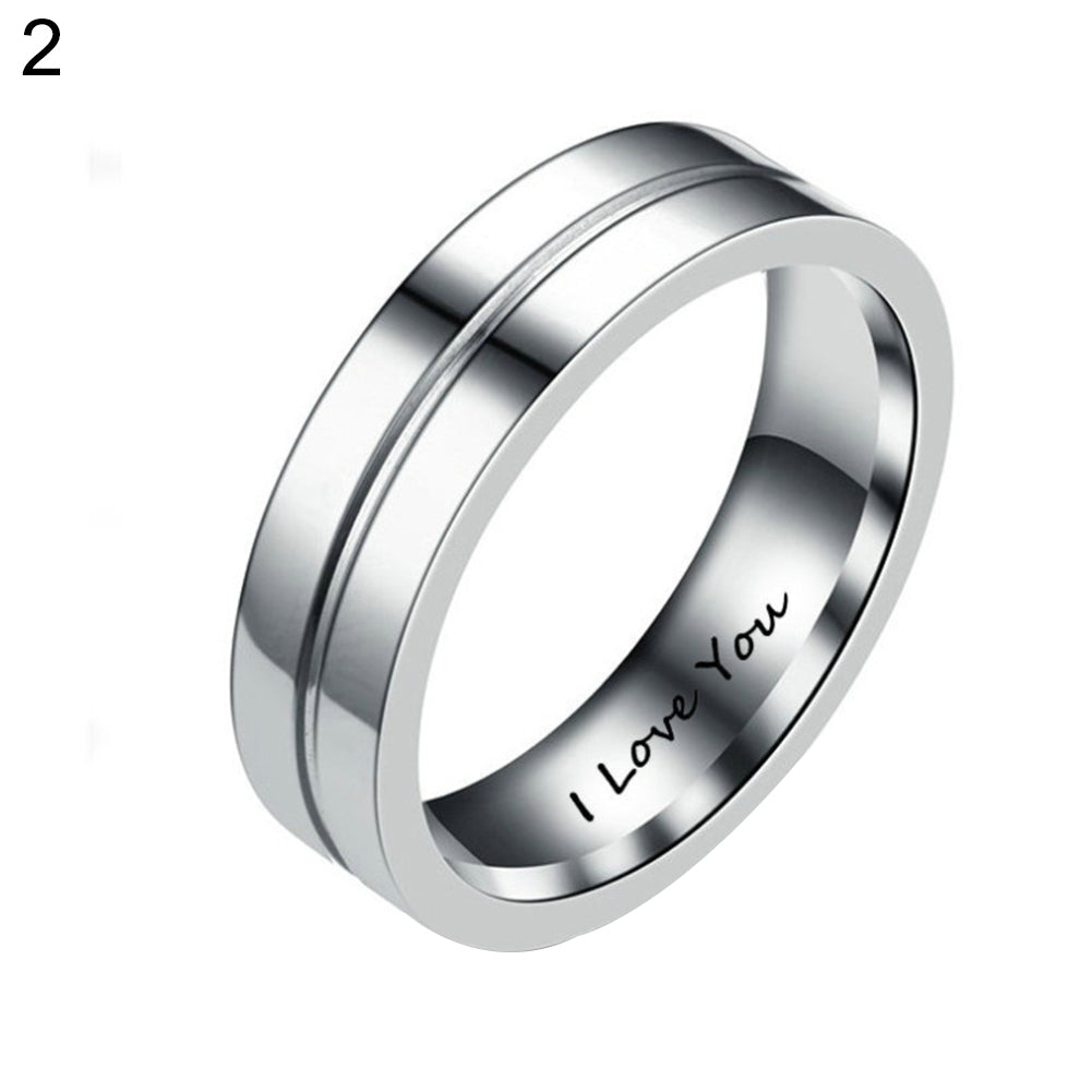I Love You Unisex Simple Rhinestone Inlaid Titanium Steel Couple Ring Jewelry