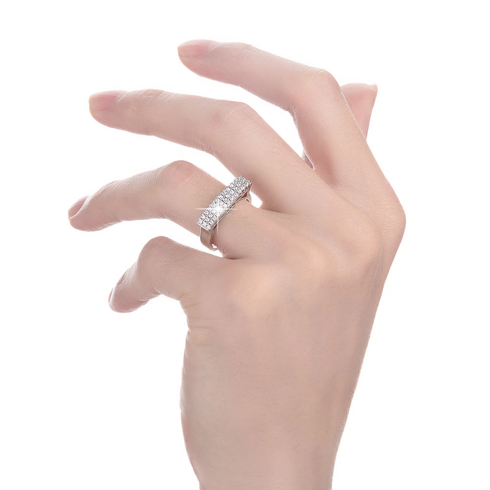 2Pcs Shiny Rhinestone Inlaid Wedding Engagement Finger Ring Women Charm Jewelry