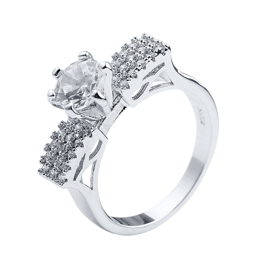 2Pcs Shiny Rhinestone Inlaid Wedding Engagement Finger Ring Women Charm Jewelry