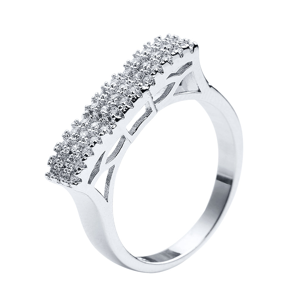 2Pcs Shiny Rhinestone Inlaid Wedding Engagement Finger Ring Women Charm Jewelry