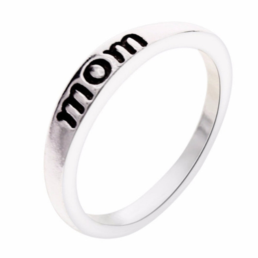 Vintage Mom Letter Engraved Finger Ring Simple Party Jewelry Mother's Day Gift