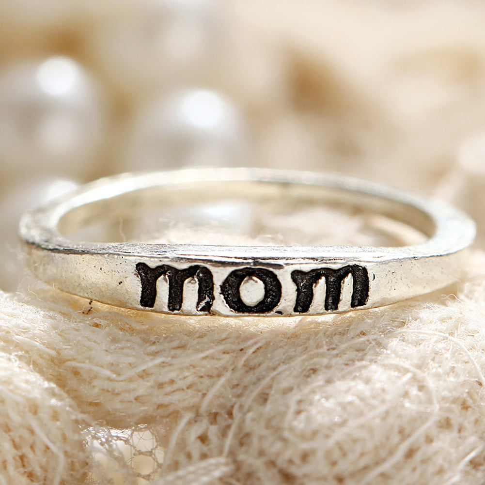 Vintage Mom Letter Engraved Finger Ring Simple Party Jewelry Mother's Day Gift