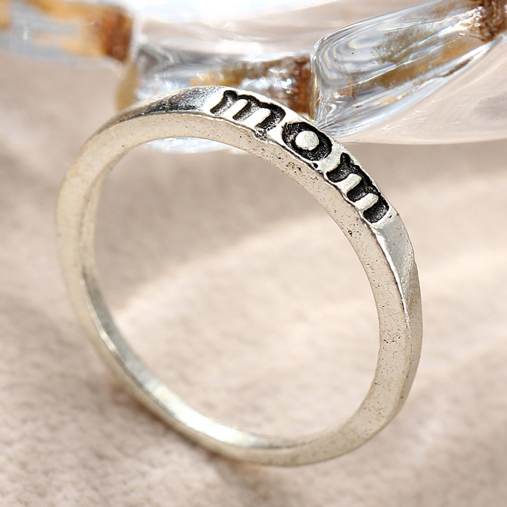 Vintage Mom Letter Engraved Finger Ring Simple Party Jewelry Mother's Day Gift