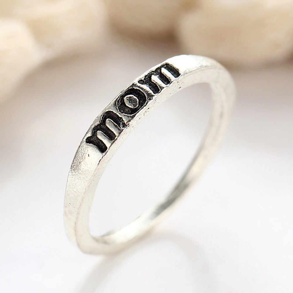 Vintage Mom Letter Engraved Finger Ring Simple Party Jewelry Mother's Day Gift