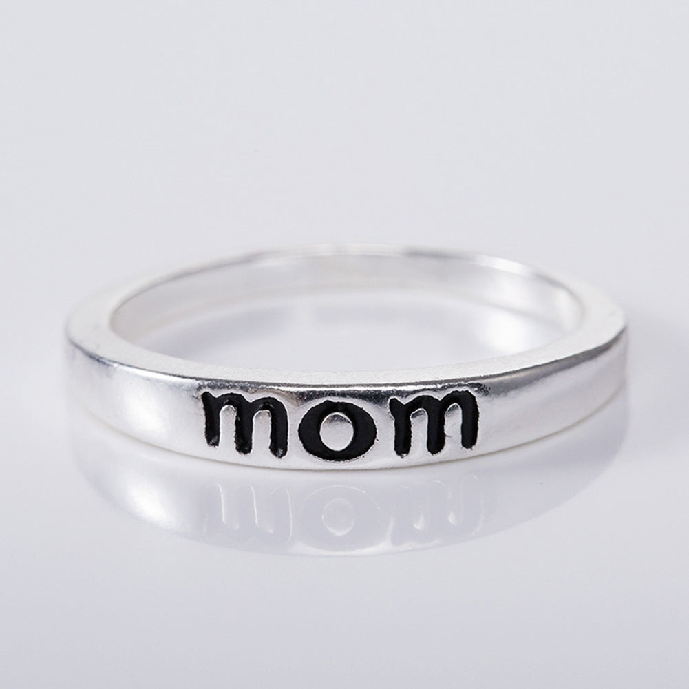 Vintage Mom Letter Engraved Finger Ring Simple Party Jewelry Mother's Day Gift