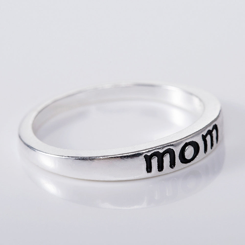Vintage Mom Letter Engraved Finger Ring Simple Party Jewelry Mother's Day Gift