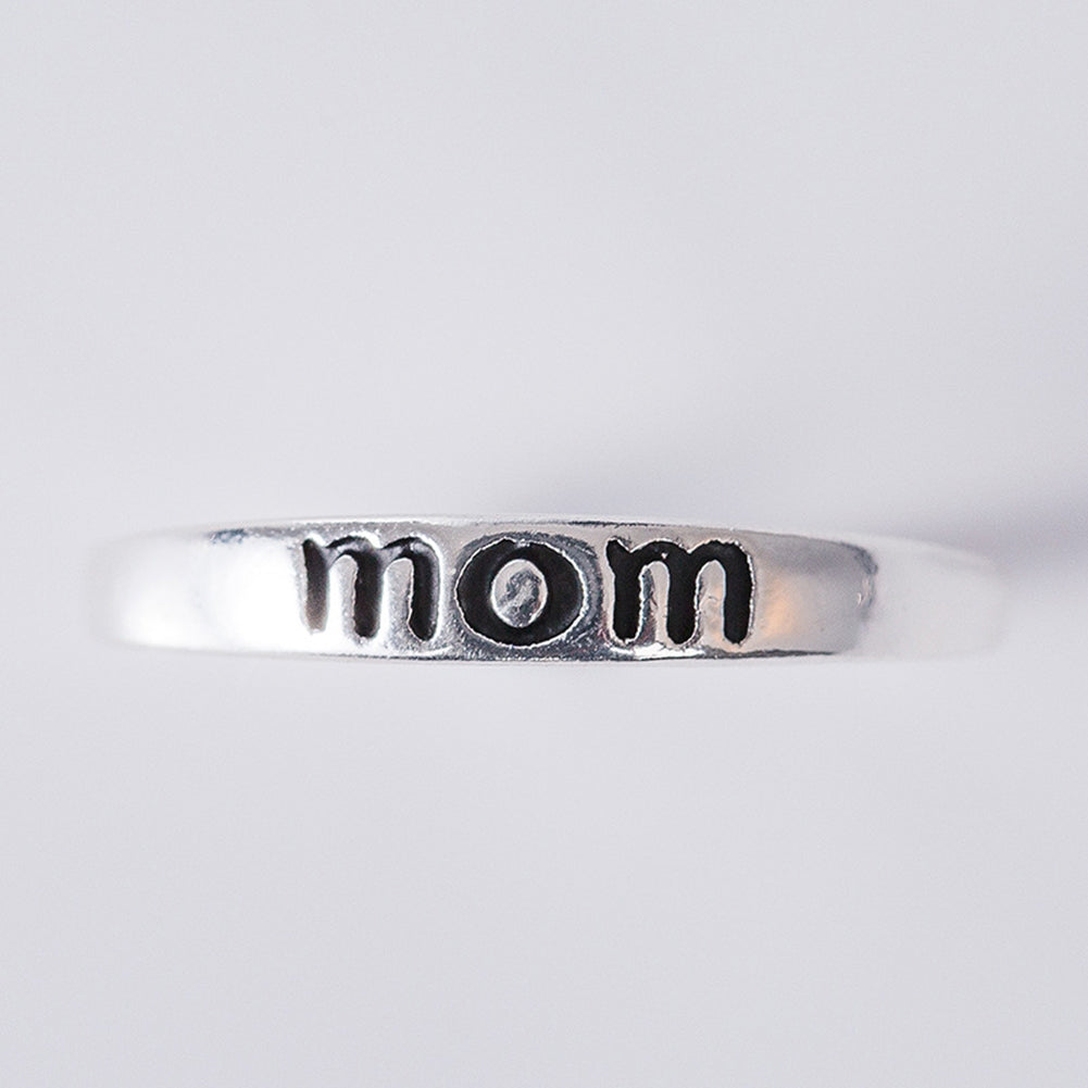 Vintage Mom Letter Engraved Finger Ring Simple Party Jewelry Mother's Day Gift