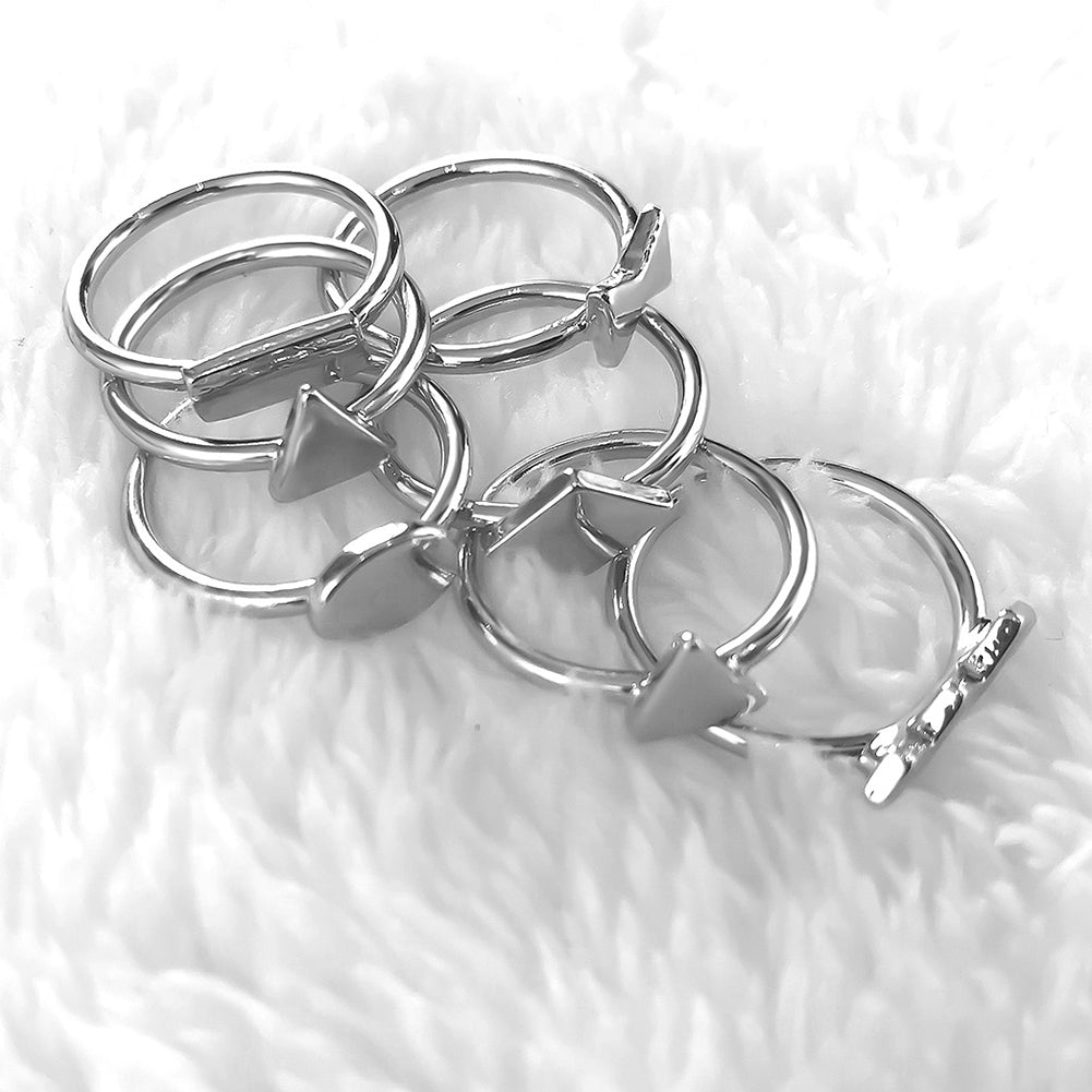 7Pcs/Set Fashion Round Triangle Square Bowknot Finger Rings Women Jewelry Gift
