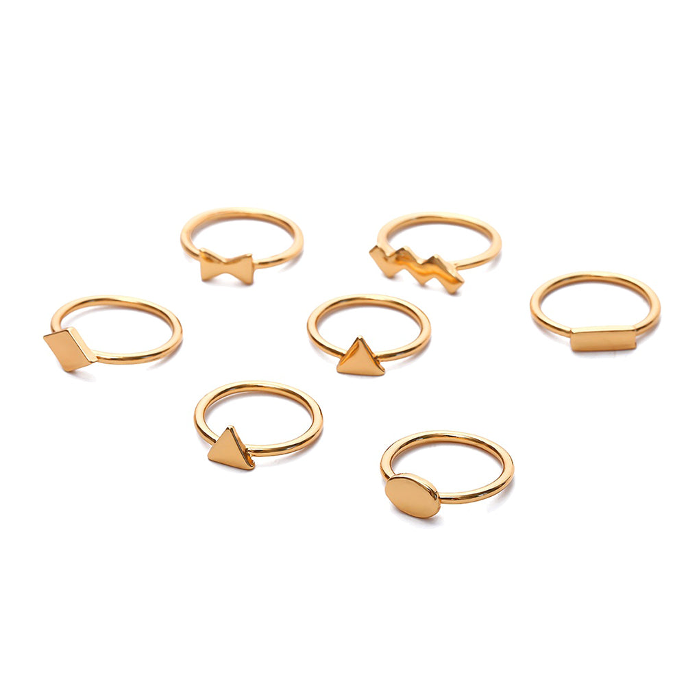 7Pcs/Set Fashion Round Triangle Square Bowknot Finger Rings Women Jewelry Gift