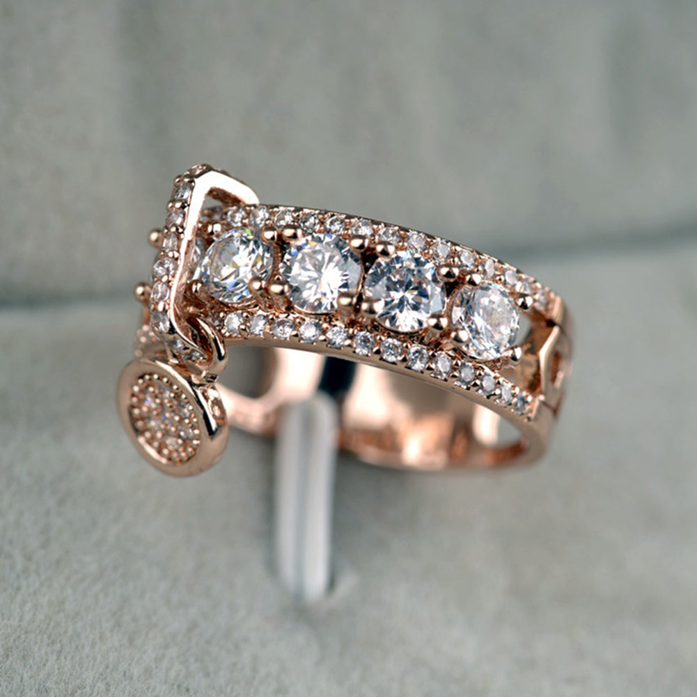 Luxury Hollow Cubic Zirconia Round Charm Lady Finger Ring Wedding Bridal Jewelry