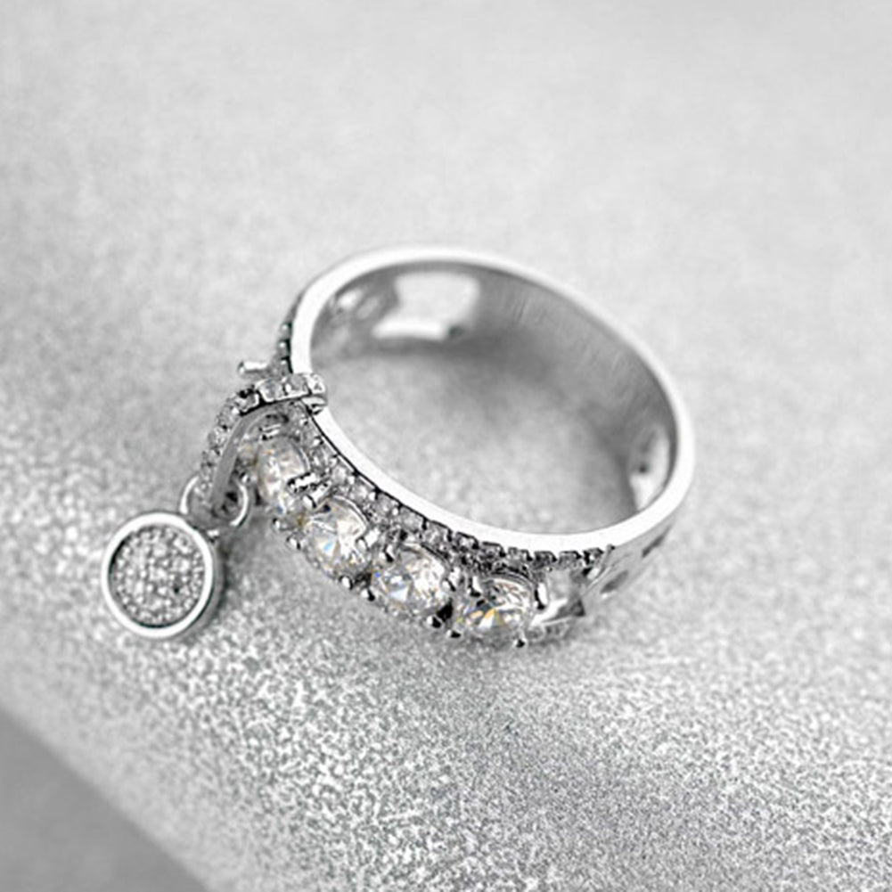 Luxury Hollow Cubic Zirconia Round Charm Lady Finger Ring Wedding Bridal Jewelry
