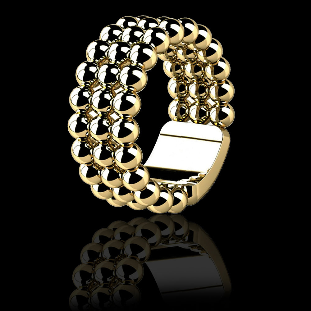 Creative Men Round Beaded Finger Ring Wide Club Street Jewelry Birthday Gift