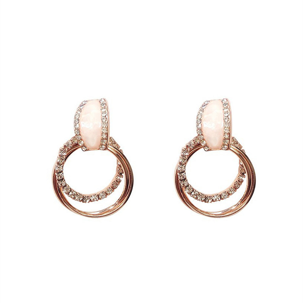 Bling Rhinestone Circle Ring Eardrop Earrings Fashion Women Wedding Jewelry
