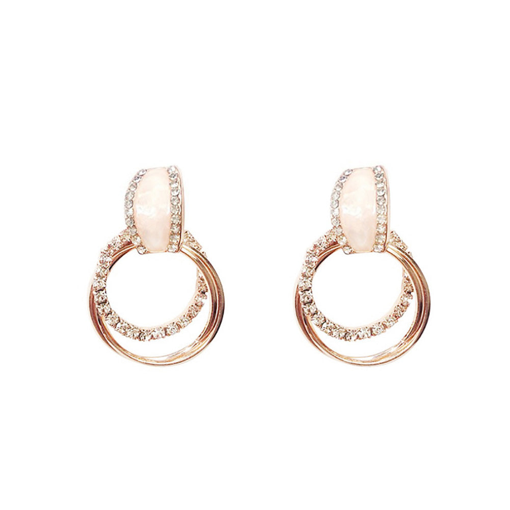 Bling Rhinestone Circle Ring Eardrop Earrings Fashion Women Wedding Jewelry