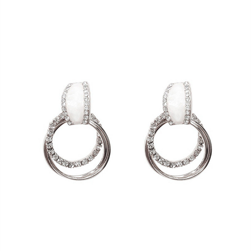 Bling Rhinestone Circle Ring Eardrop Earrings Fashion Women Wedding Jewelry