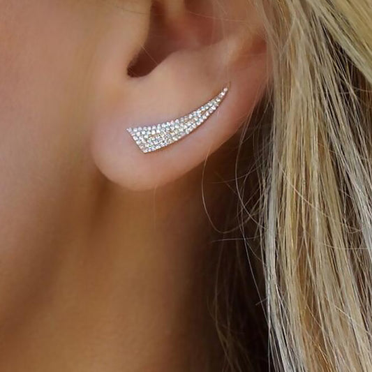 Shiny Irregular Triangle Full Rhinestone Stud Earrings Women Party Jewelry Gift