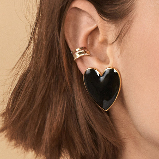 Punk Women Big Love Heart Alloy Stud Earrings Party Ear Jewelry Birthday Gift