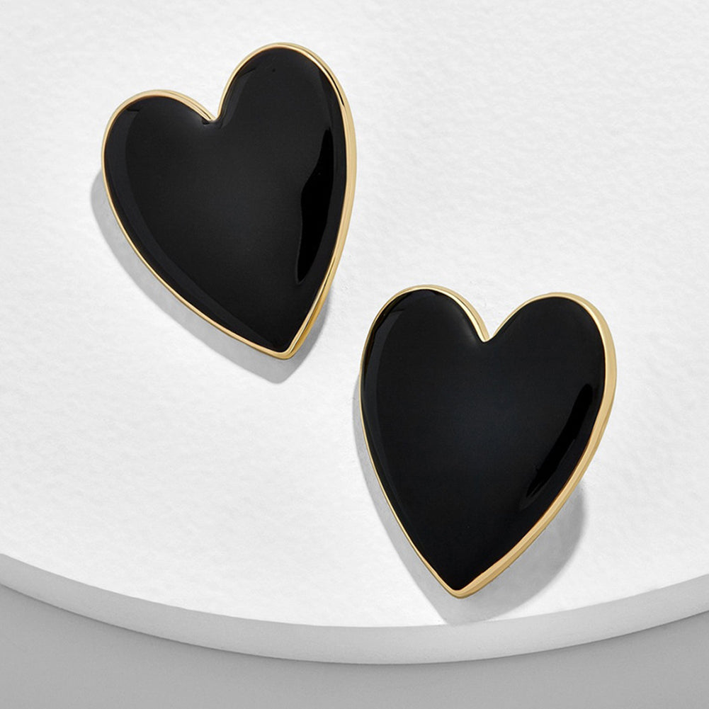 Punk Women Big Love Heart Alloy Stud Earrings Party Ear Jewelry Birthday Gift