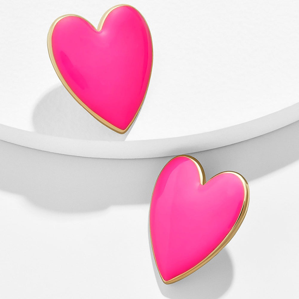 Punk Women Big Love Heart Alloy Stud Earrings Party Ear Jewelry Birthday Gift