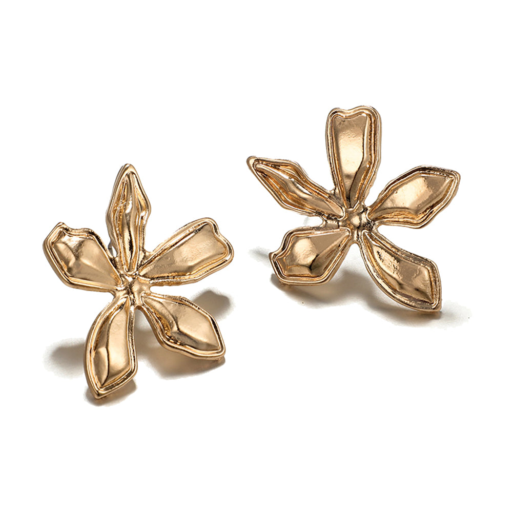Simple Flower Petal Alloy Ear Studs Earrings Women Party Jewelry Birthday Gift